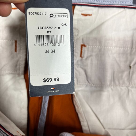 Tommy Hilfiger Pants Mens D7 Brown 36x34 The Flex Chino Cotton Flat Front Casual - Picture 10 of 14
